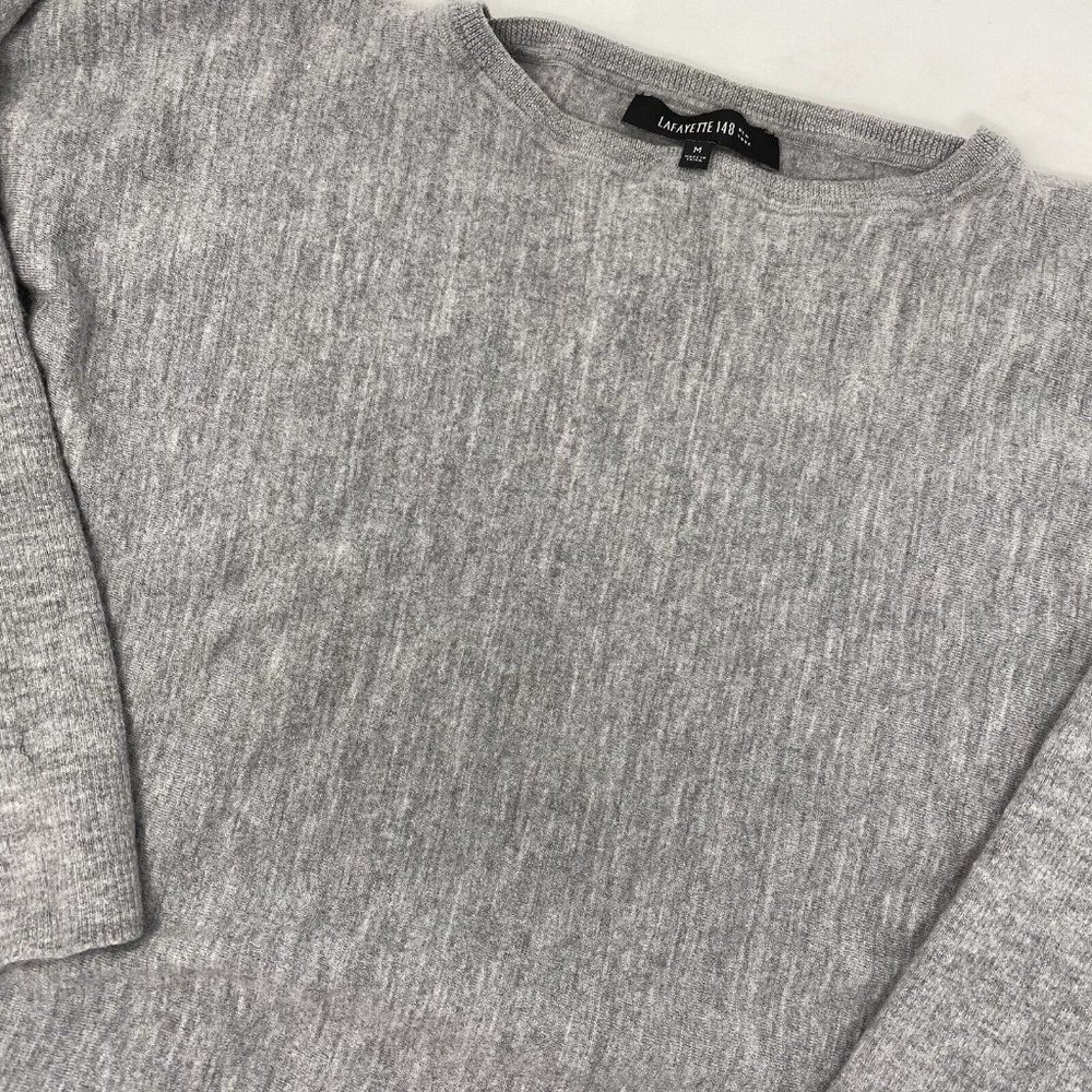 Lafayette 148 Women's‎ Medium Wool Gray Long Sleeve Loose Fit Blouse Top